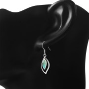 Turquoise Drop Silver Hook Earrings, e347